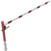 Swing barrier | with pull rope reinforcement | for casting in concrete, hot-dip galvanized and white coated with red reflecting stripes | Barrier arm length: 3000 mm | with Euro profile cylinder lock